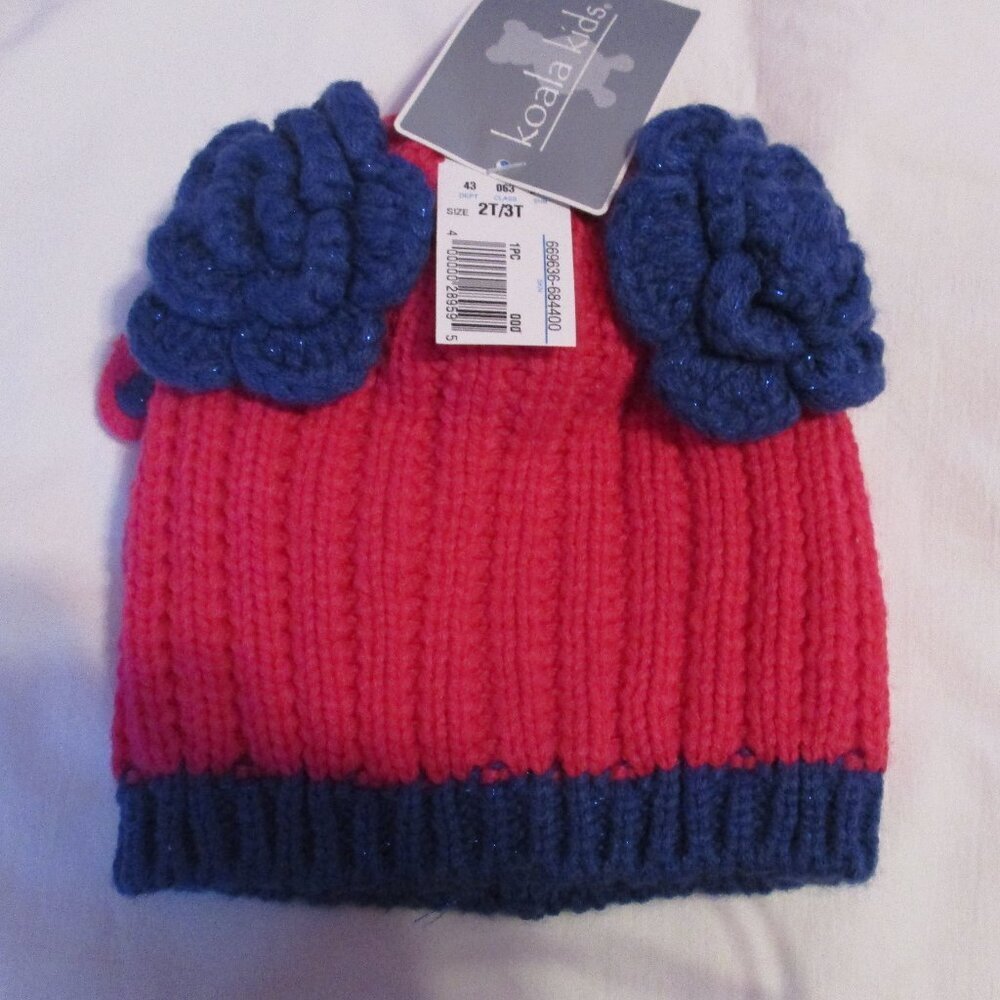 Winter Hat KOALA Kids w/ Blue Accents Mittens 2T/3T NWT